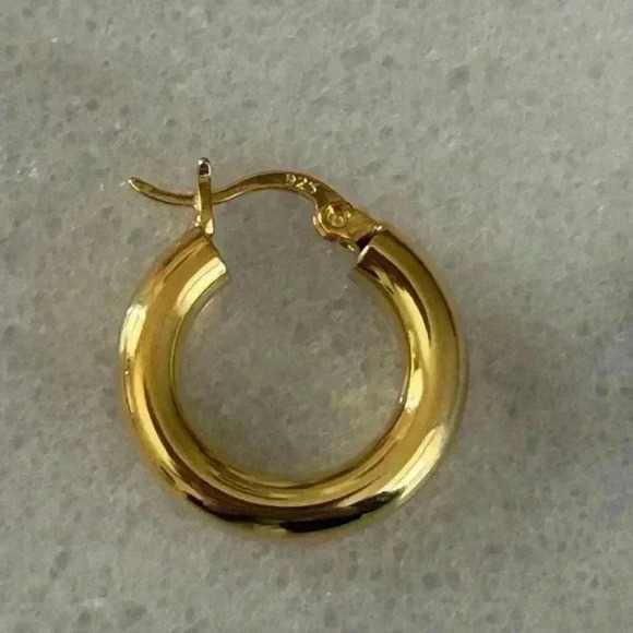 COPY - Gold Tube Chunky Hoop Earrings - Picture 4 of 5